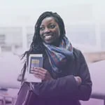 Woman holding a passport